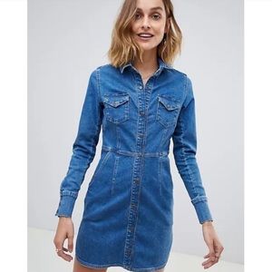 Free People Dynamite Denim Longsleeve Mini Dress